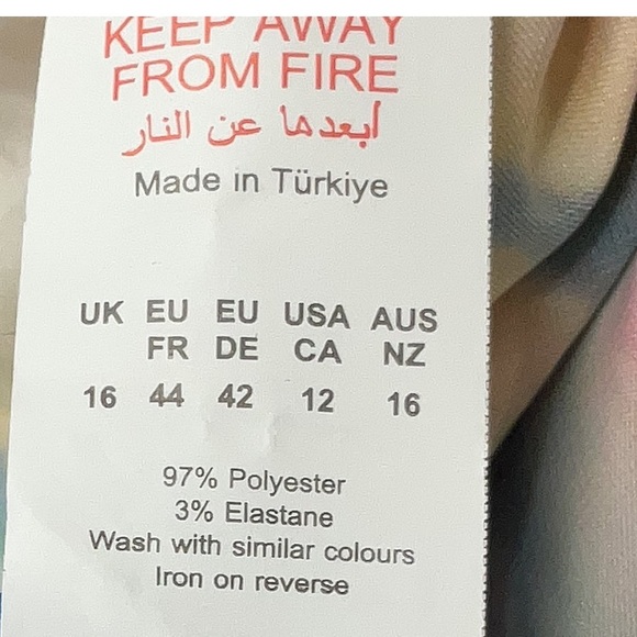 Nasty Gal Satin Marble Colorful Two Piece Wide Leg Pants Set US12 - Picture 5 of 14